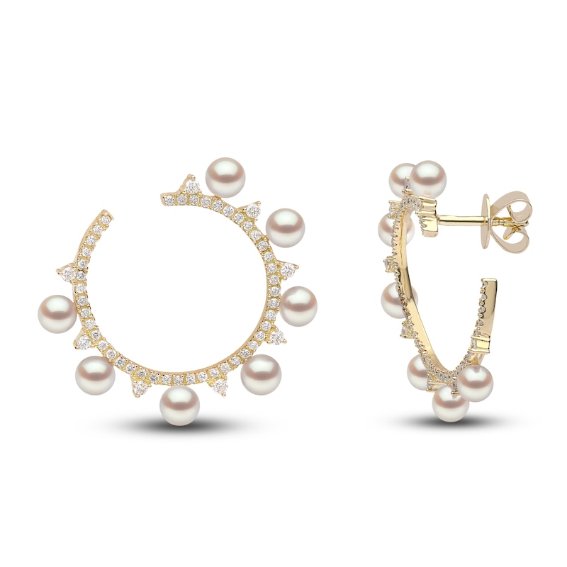 Main Image 2 of Yoko London Akoya Cultured Pearl Earrings 5/8 ct tw Diamonds 18K Yellow Gold
