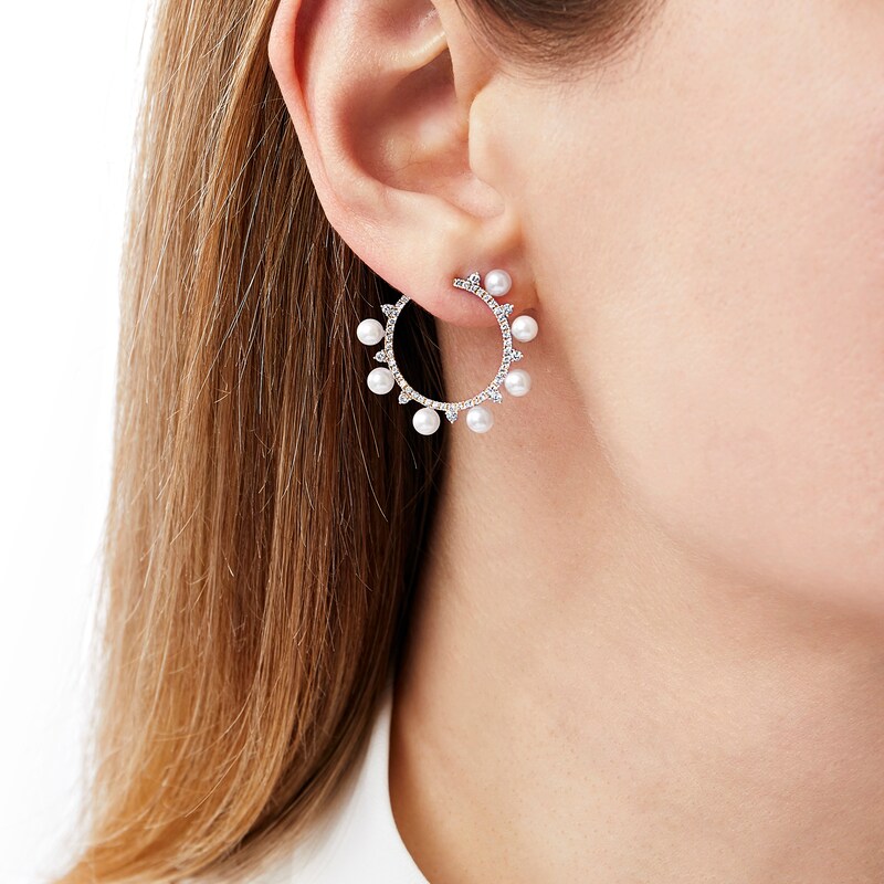 Main Image 4 of Yoko London Akoya Cultured Pearl Earrings 5/8 ct tw Diamonds 18K Yellow Gold