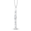 Thumbnail Image 3 of Diamond Cross Pendant Necklace 1 ct tw Emerald/Marquise/Round 14K White Gold 18"