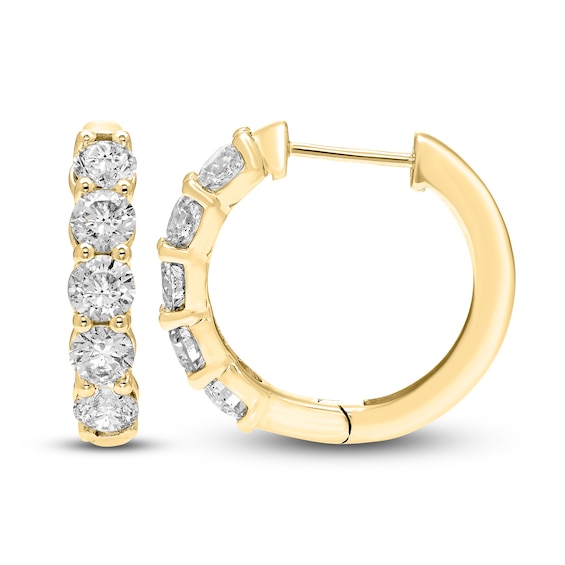 Jared Signature Diamond Hoop Earrings 1 ct tw 14K Yellow Gold