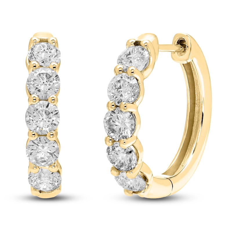 Main Image 2 of Diamond Hoop Earrings 1 ct tw 14K Yellow Gold