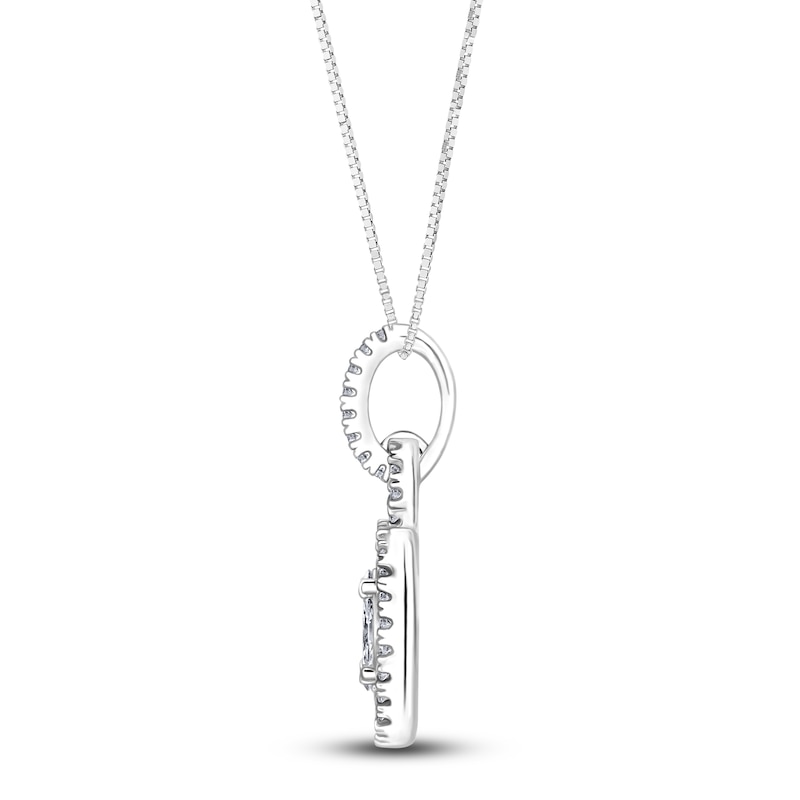Main Image 2 of Princess, Marquise & Round-Cut Diamond Pendant Necklace 1/2 ct tw 14K White Gold 18"
