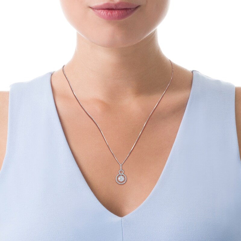 Main Image 3 of Princess, Marquise & Round-Cut Diamond Pendant Necklace 1/2 ct tw 14K White Gold 18"
