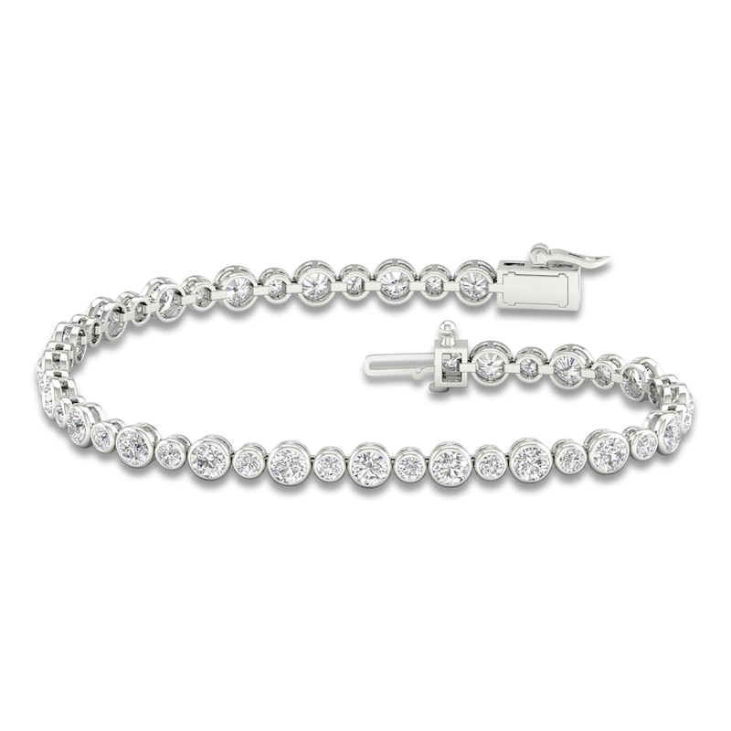 Main Image 1 of Lab-Grown Diamond Bezel-Set Alternating Bracelet 5 ct tw 14K White Gold 7.25"