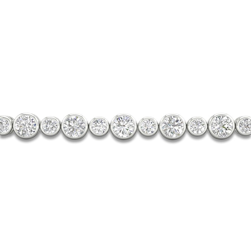 Main Image 2 of Lab-Grown Diamond Bezel-Set Alternating Bracelet 5 ct tw 14K White Gold 7.25"