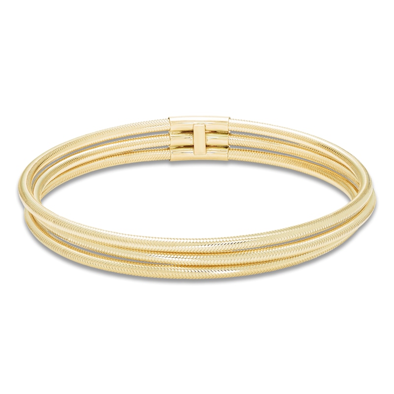 Main Image 1 of Italia D'Oro Three-Strand Stretch Bracelet 14K Yellow Gold 7"