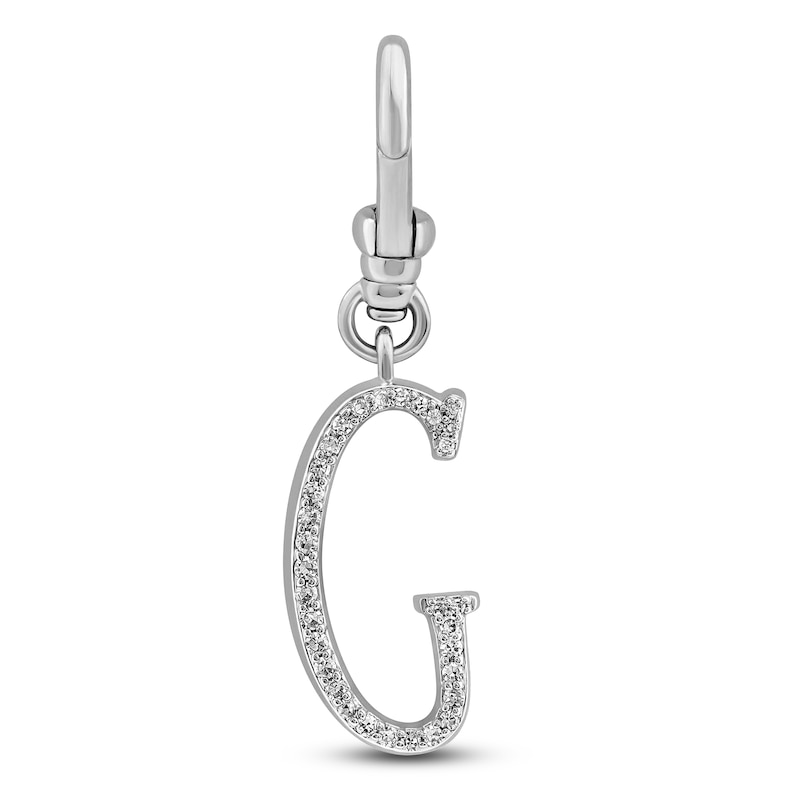 Main Image 1 of Charm'd by Lulu Frost Diamond Letter G Charm 1/18 ct tw Pavé Round 10K White Gold