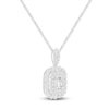 Thumbnail Image 2 of Emerald-Cut Diamond Scalloped Halo Necklace 3/4 ct tw 10K White Gold 19"