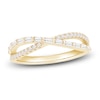 Thumbnail Image 0 of Baguette & Round-Cut Diamond Split Crossover Ring 1/3 ct tw 10K Yellow Gold