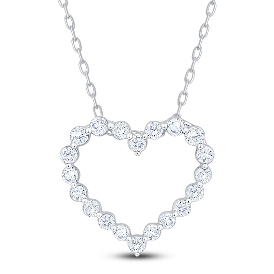 Jared Signature Diamond Heart Outline Necklace 1/2 ct tw 10K White Gold 18"