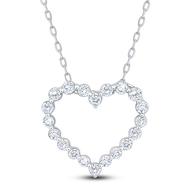 Main Image 1 of Diamond Heart Outline Necklace 1/2 ct tw 10K White Gold 18"