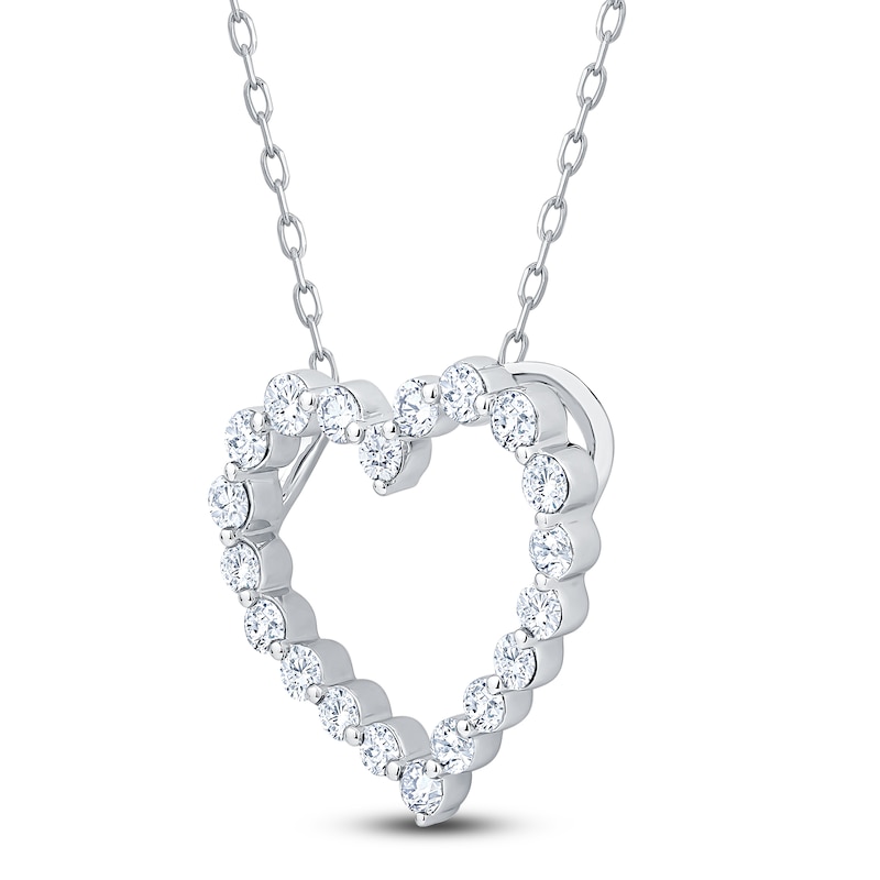 Main Image 2 of Diamond Heart Outline Necklace 1/2 ct tw 10K White Gold 18"
