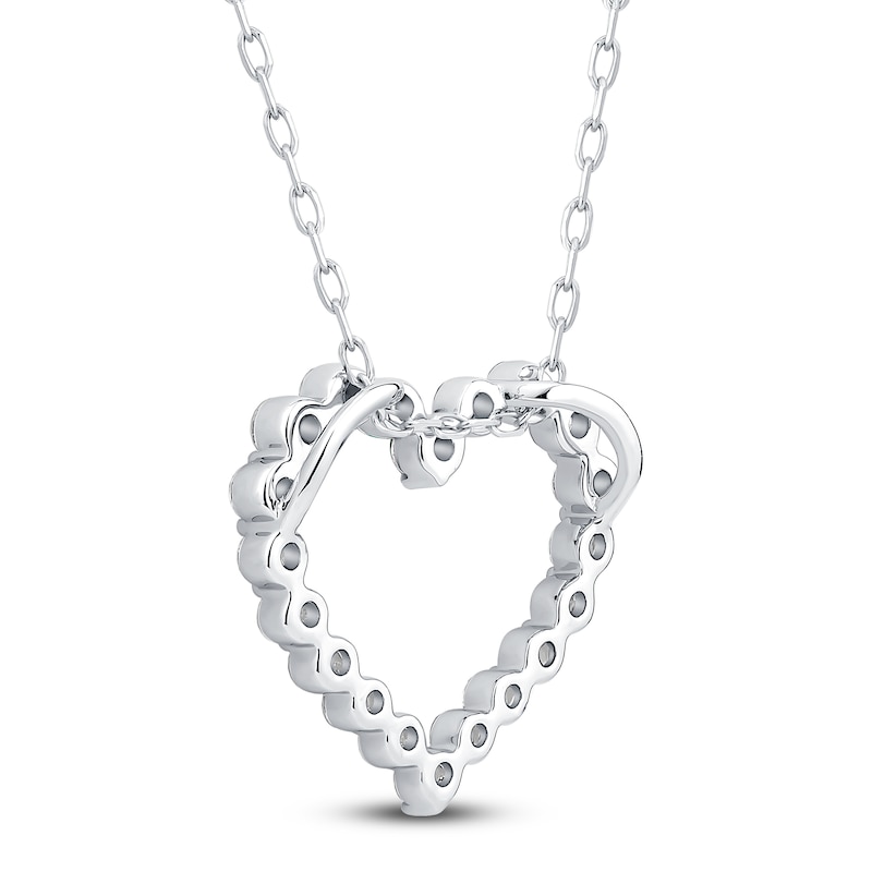 Main Image 3 of Diamond Heart Outline Necklace 1/2 ct tw 10K White Gold 18"