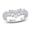 Thumbnail Image 1 of Lab-Grown Baguette & Round-Cut Diamond Contour Anniversary Ring 1 ct tw 14K White Gold