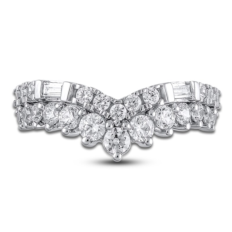 Main Image 2 of Lab-Grown Baguette & Round-Cut Diamond Contour Anniversary Ring 1 ct tw 14K White Gold
