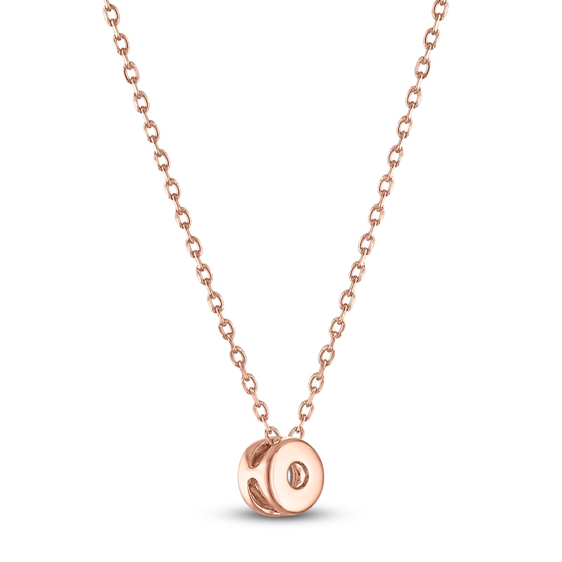 Main Image 3 of Certified Round-Cut Diamond Bezel-Set Solitaire Necklace 1/4 ct tw 14K Rose Gold 18" (I1/I)