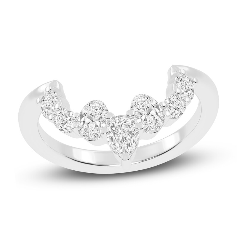 Main Image 1 of Created By Jared Studio Lab-Grown Pear-Shaped & Oval-Cut Diamond Anniversary Ring 1/2 ct tw 14K White Gold