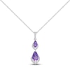 Thumbnail Image 1 of Pear-Shaped Natural Amethyst & Diamond Drop Necklace 1/20 ct tw 10K White Gold 18"