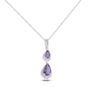 Thumbnail Image 2 of Pear-Shaped Natural Amethyst & Diamond Drop Necklace 1/20 ct tw 10K White Gold 18"