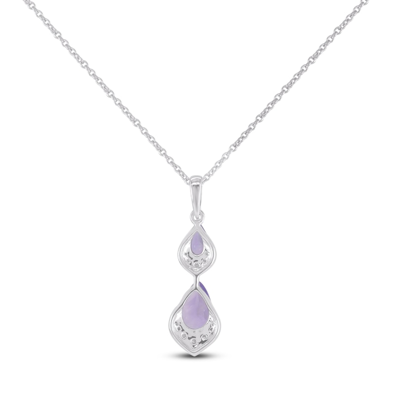 Main Image 3 of Pear-Shaped Natural Amethyst & Diamond Drop Necklace 1/20 ct tw 10K White Gold 18"