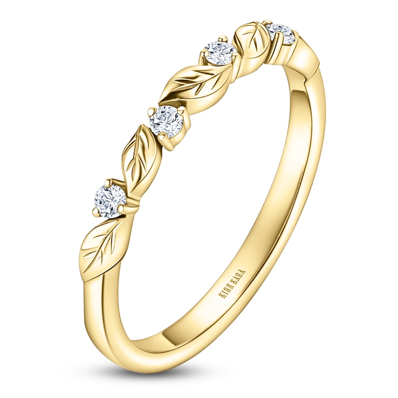 Main Image 2 of Kirk Kara Diamond Four-Stone Leaf Wedding Band 1/15 ct tw 18K Yellow Gold