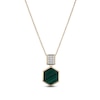 Thumbnail Image 1 of Hexagon-Cut Natural Malachite & Diamond Necklace 1/8 ct tw 14K Yellow Gold 18"