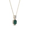 Thumbnail Image 2 of Hexagon-Cut Natural Malachite & Diamond Necklace 1/8 ct tw 14K Yellow Gold 18"