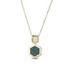 Thumbnail Image 3 of Hexagon-Cut Natural Malachite & Diamond Necklace 1/8 ct tw 14K Yellow Gold 18"
