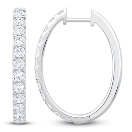 Lab-Grown Diamond Oval Hoop Earrings 2 ct tw 14K White Gold