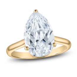 Pear-Shaped Lab-Grown Diamond Solitaire Plus Engagement Ring 3-1/8 ct tw 18K Yellow Gold (VS2/F)