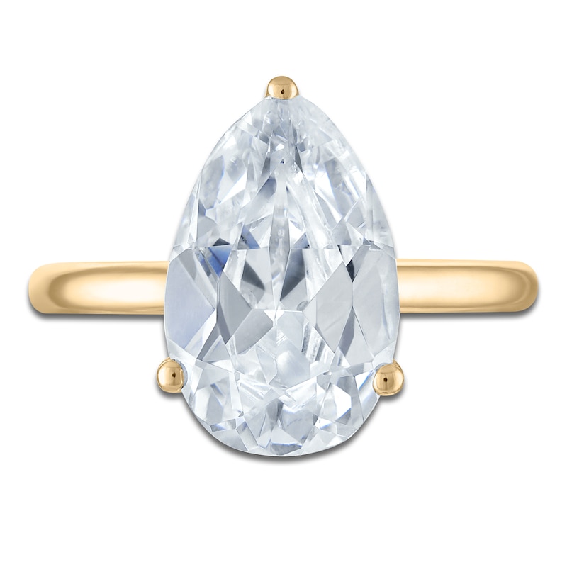 Main Image 3 of Pear-Shaped Lab-Created Diamond Solitaire Plus Engagement Ring 3-1/8 ct tw 18K Yellow Gold (VS2/F)
