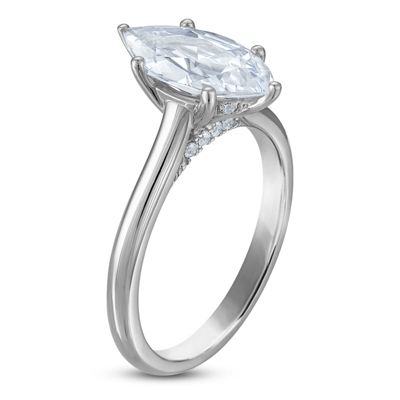 Main Image 2 of Marquise-Cut Lab-Grown Diamond Solitaire Plus Engagement Ring 2 ct tw Platinum (VS2/F)