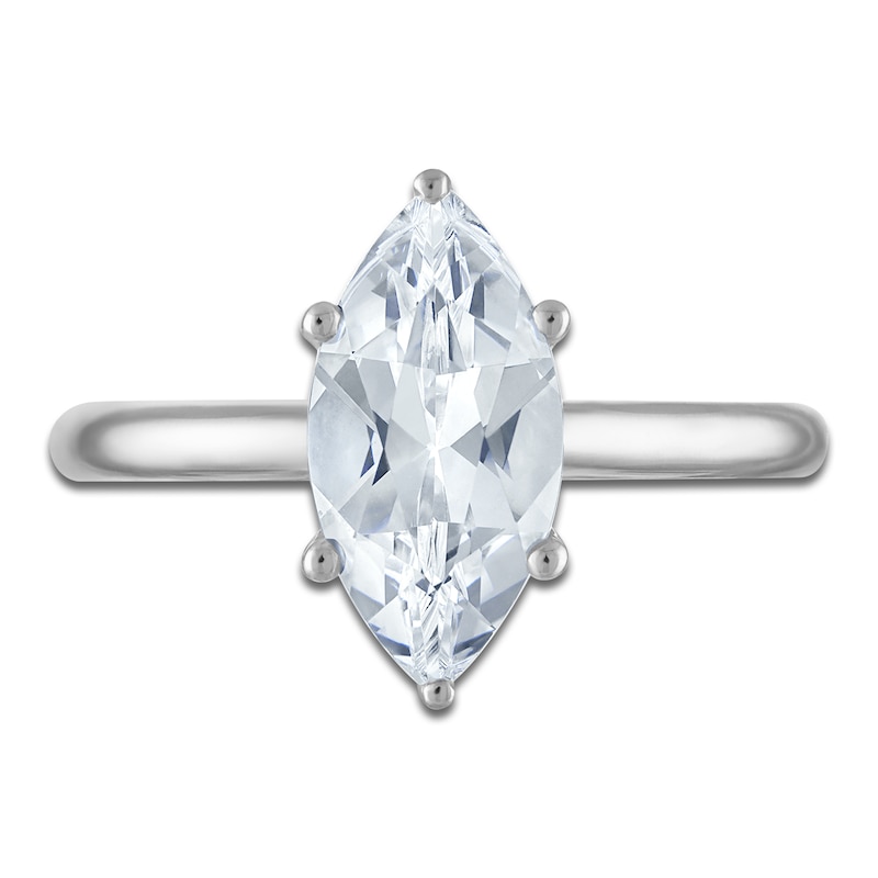 Main Image 3 of Marquise-Cut Lab-Grown Diamond Solitaire Plus Engagement Ring 2 ct tw Platinum (VS2/F)