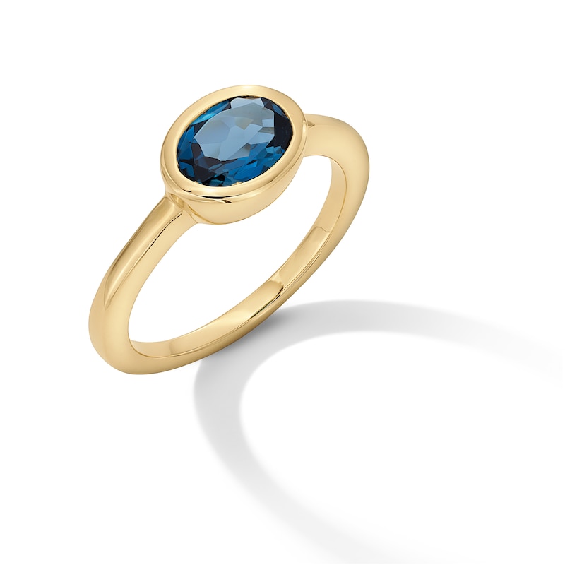 Main Image 3 of Jared Design House Oval-Cut Natural London Blue Topaz Ring 14K Yellow Gold