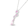 Thumbnail Image 2 of Pear-Shaped Pink Lab-Created Sapphire & White Lab-Created Sapphire Flower Drop Necklace Sterling Silver 18"