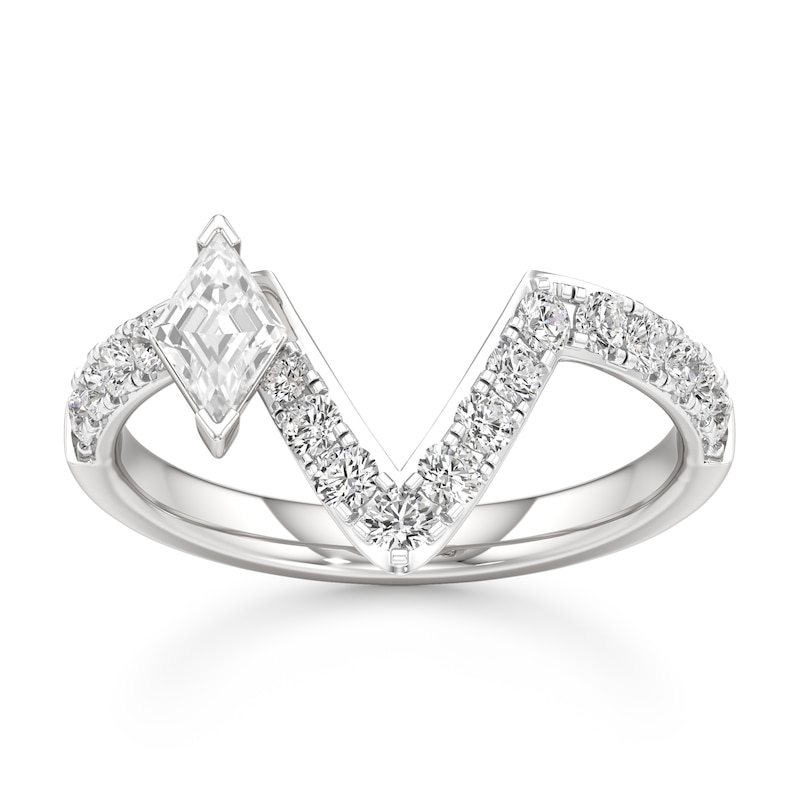 Main Image 1 of J'Lure Lozenge Step-Cut Lab-Grown Diamond Contour Wedding Band 7/8 ct tw 18K White Gold