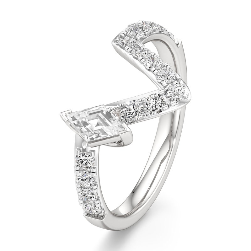 Main Image 4 of J'Lure Lozenge Step-Cut Lab-Grown Diamond Contour Wedding Band 7/8 ct tw 18K White Gold