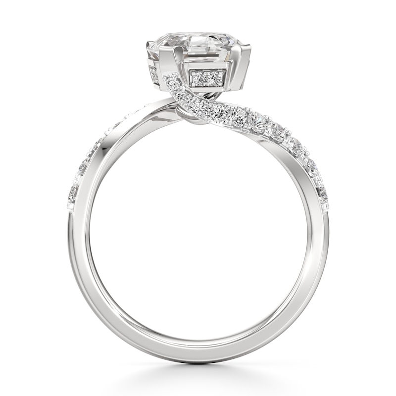 Main Image 2 of J'Lure Octagon Step-Cut Lab-Grown Diamond Bypass Engagement Ring 2-3/8 ct tw 18K White Gold