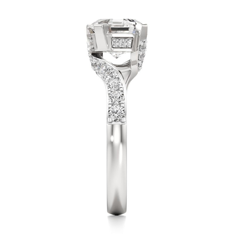 Main Image 3 of J'Lure Octagon Step-Cut Lab-Grown Diamond Bypass Engagement Ring 2-3/8 ct tw 18K White Gold