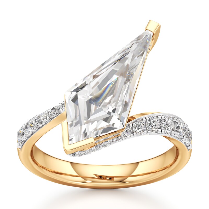 Main Image 1 of J'Lure Kite Step-Cut Lab-Grown Diamond Bypass Engagement Ring 3-5/8 ct tw 18K Yellow Gold