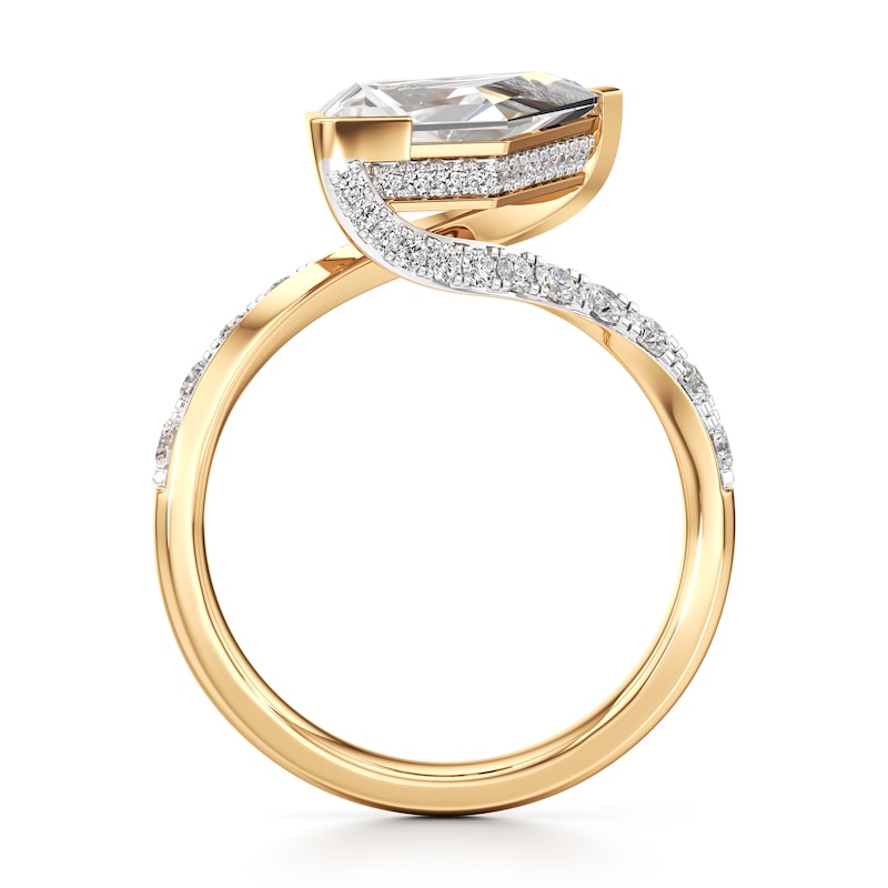 Main Image 2 of J'Lure Kite Step-Cut Lab-Grown Diamond Bypass Engagement Ring 3-5/8 ct tw 18K Yellow Gold