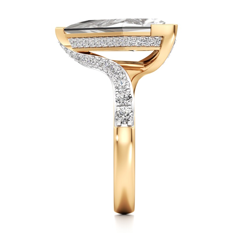 Main Image 3 of J'Lure Kite Step-Cut Lab-Grown Diamond Bypass Engagement Ring 3-5/8 ct tw 18K Yellow Gold