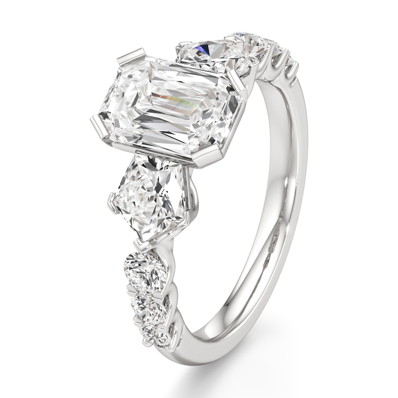 Main Image 4 of J'Lure Imperial-Emerald Step-Cut Lab-Grown Diamond Engagement Ring 3-1/2 ct tw 18K White Gold