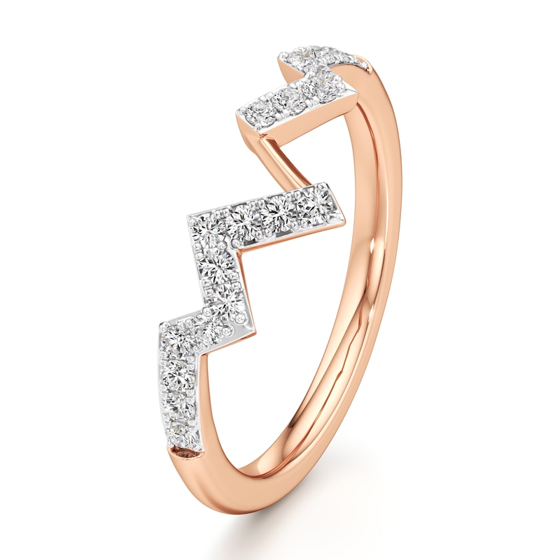 Main Image 4 of J'Lure Lab-Grown Diamond Angled Contour Wedding Band 1/4 ct tw 18K Rose Gold