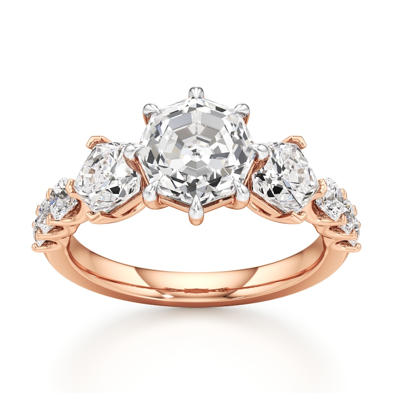Main Image 1 of J'Lure Octagon Step-Cut Lab-Grown Diamond Engagement Ring 3-1/2 ct tw 18K Rose Gold