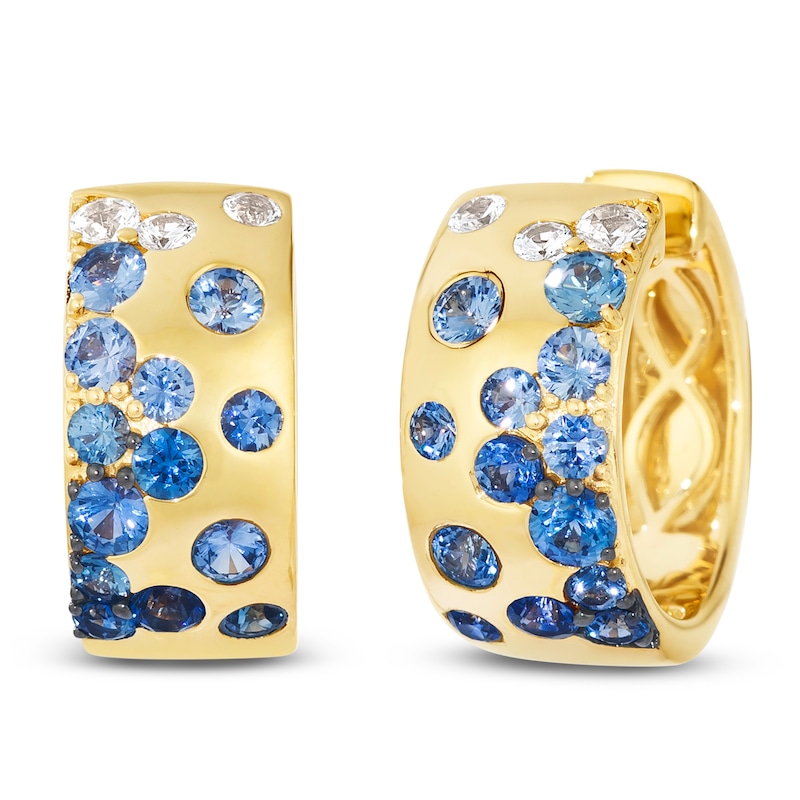Main Image 1 of Le Vian Tramonto D'Oro Denim Ombré Sapphire Hoop Earrings 14K Honey Gold