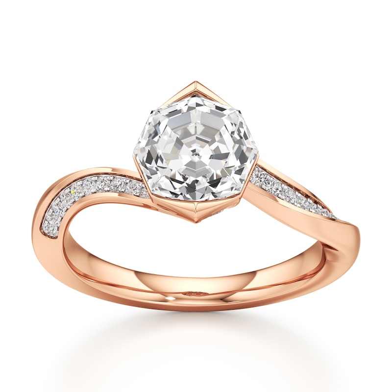 Main Image 1 of J'Lure Octagon Step-Cut Lab-Grown Diamond Bypass Engagement Ring 2-1/6 ct tw 18K Rose Gold