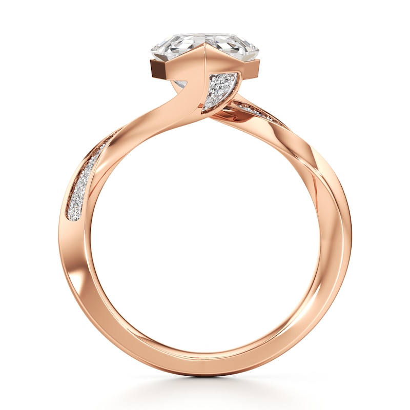 Main Image 2 of J'Lure Octagon Step-Cut Lab-Grown Diamond Bypass Engagement Ring 2-1/6 ct tw 18K Rose Gold