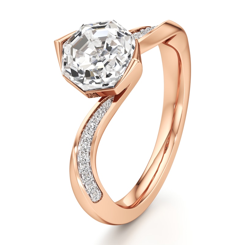 Main Image 4 of J'Lure Octagon Step-Cut Lab-Grown Diamond Bypass Engagement Ring 2-1/6 ct tw 18K Rose Gold
