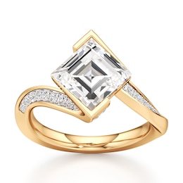 J'Lure Carre Step-Cut Lab-Grown Diamond Bypass Engagement Ring 3-1/3 ct tw 18K Yellow Gold